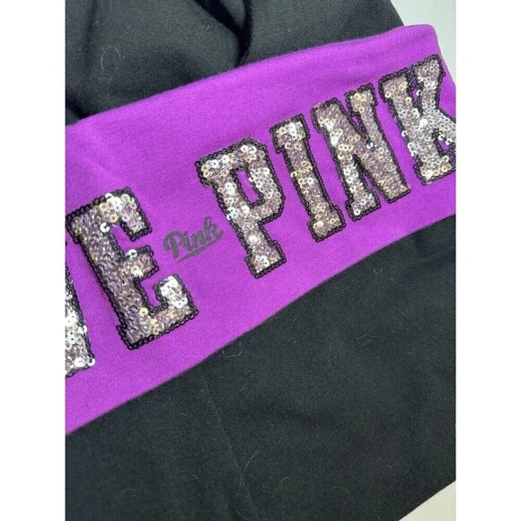 VICTORIA’S SECRET PINK YOGA BLING SEQUIN FOLDOVER LEGGINGS SMALL FUCHSIA NWT - Picture 11 of 11